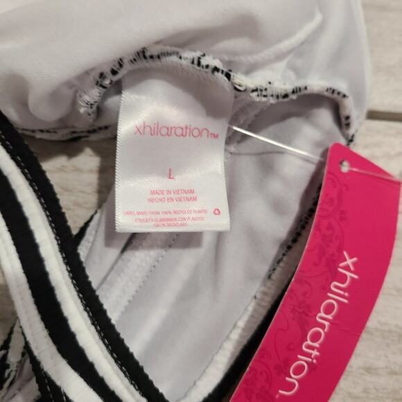 Xhilaration Black White Striped Tie Front Swimsuit Bikini Top Size L NWT - Picture 3 of 3